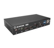 BLACK BOX  KVM SWITCH DUAL MONITOR - UHD 4K 60, DUAL-HEAD, HDMI, USB 3.2 GEN 1, USB TYPE C, AUDIO, 2-PORT