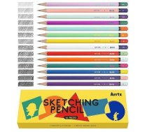 Drawing Sketch Pencil Set ARRTX, 4H, 3H, 2H, H, F, HB, B, 2B, 3B, 4B, 5B, 6B, 7B, 8B, 14pcs