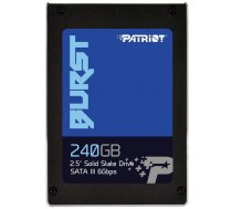 SSD|PATRIOT|Burst|240GB|SATA 3.0|Write speed 500 MBytes/sec|Read speed 555 MBytes/sec|2,5"|TBW 180 TB|MTBF 2000000 hours|PBU240GS25SSDR
