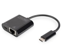 Digitus | USB-Type-C Gigabit Ethernet Adapter + PD with power delivery function | DN-3027 | Black | USB-C port to a Gigabit network connection