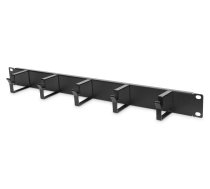 Digitus | Cable Management Panel | DN-97602 | Black | 5x cable management ring (HxD: 40x60 mm). The Cable Management Panel is getting fixed on the 483 mm (19“) profile rails. Five cable guiding rings allow an easy