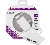 DELTACO mini DisplayPort to HDMI and VGA adapte, white DP-HDMIVGA1-K