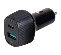 USB car charger DELTACO 1x USB-A 18 W, 1x USB-C PD 45 W, total 63 W / USBC-CAR123