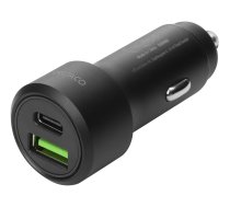 USB car charger DELTACO 1x USB-C, PD 18 W, 1x USB-A, 18 W, 36W, metal / USBC-CAR122