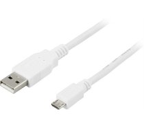 DELTACO USB 2.0 type A for Micro-B USB, 5-pin, 1m, white / USB-301W