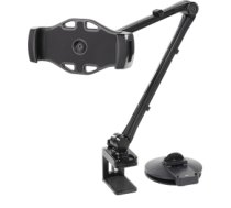 2 in 1 Smartphone and tablet stand with suction cup, 4"-12,", C-Clamp, 360 degree rotation DELTACO black / ARM-252