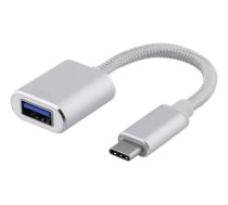 DELTACO USB-C 3.1 Gen 1 to USB-A OTG adapter, 3A, aluminum, silver / USBC-1276