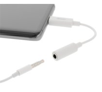 DELTACO USB-C to 3.5 mm adapter, stereo, passive, 9 cm, white / USBC-1144