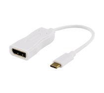 DELTACO USB 3.1 for DisplayPort adapter, USB Type C male - DisplayPort 19 pin female, 4K, UltraHD, white / USBC-DP1