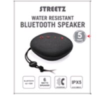 STREETZ water resistant Bluetooth speaker, IPX5, TWS, Bluetooth 4.2, 1x6W, black / CM750