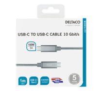 USB-C cable DELTACO 1m, SuperSpeed , braided, USB 3.1 Gen 2, 10 Gbps, 100W / USBC-1417M