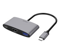 Adapter DELTACO USB-C to HDMI and USB A, port with Power Delivery 3.0, 3840x2160 60Hz, space grey / USBC-HDMI22