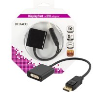 DELTACO DisplayPort to DVI-I Dual Link adapter, 20-pin male - DVI-D 24 + 1 pin female, black, 0.2m / DP-DVI14-K