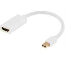 DELTACO Mini DP to HDMI adapter with audio, 20 pin ha - 19 pin ho, gold plated, 4K, 0.2m, white / DP-HDMI17-K