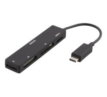 Flash card reader DELTACO, USB-C, SD, Micro SD,  M2, black / UCR-154