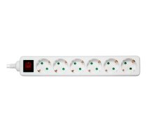 Earthed power strip DELTACO with power switch, 6x CEE 7/3, 1x CEE 7/7, child protected, 1.5m, white / GT-0650