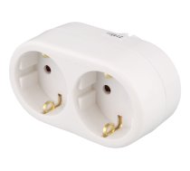 Earthed power outlet DELTACO 2-sockets, white / GT-987