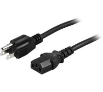 Cable DELTACO between device and wall outlet, straight NEMA 5-15 to straight IEC 60320 C13, max 125V / 15A, 2m, black, black / DEL-109US