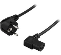 DELTACO grounded  cable CEE 7/7 to angled IEC 60320 C13 , max 250V / 10A, 1m, black DEL-109BA