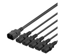 DELTACO Device cable IEC C14 to 5x IEC C13, 3m, 10A / 250V, Y-Splitter, black  DEL-113E