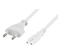 DELTACO ungrounded power cable, CEE 7/16 to IEC 60320 C7, 2m, white DEL-109J