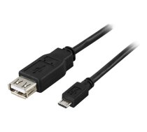Cable DELTACO USB 2.0 "micro B-AF" OTG, 0.2m, black / USB-73