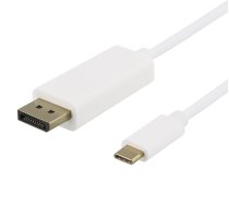 USB-C - DisplayPort cable DELTACO 4K UHD, gold plated, 1m, white / USBC-DP101-K / 00140013