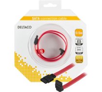 SATA cable DELTACO, 0.5m, angled, red / SATA-05A-K