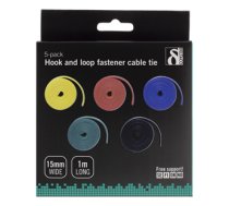 Cable sorting kit, Velcro strap in different colors, 5-pack DELTACO / CM01