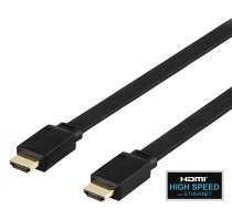 Cable DELTACO Flat High Speed with Ethernet HDMI, 4K UHD, 1m, black / HDMI-1010F-K / R00100002