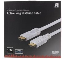 DELTACO active HDMI cable, 4K, Ultra HD, HDMI Type A ha, gold plated, 15m white / HDMI-1151