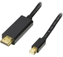 DELTACO mini DisplayPort to HDMI cable with audio, Full HD @60Hz, 2m, / DP-HDMI204-K