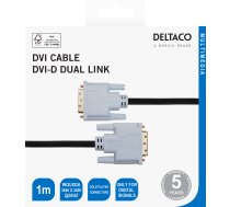 Cable DELTACO DVI-D Dual Link, 1080p 60Hz, 1m, black / 00120002