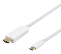 USB-C - HDMI cable DELTACO 4K UHD, gold plated, 2m, white / USBC-HDMI1021-K / 00140022