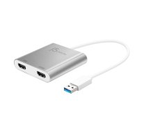 j5create JUA365 USB™ 3.0 to Dual HDMI Multi-Monitor Adapter, Silver