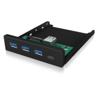 ICY-BOX 3.5" Front Panel 4-Port USB 3.0, 3x Type-A, 1x Type-C black Requires (additional) 20-pin USB 3 header