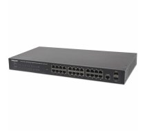 Intellinet 24-Port Gigabit Ethernet PoE+ Web-Managed Switch with 2 SFP Ports, 24 x PoE ports, IEEE 802.3at/af Power over Ethernet (PoE+/PoE), 2 x SFP, Endspan, 19" Rackmount