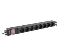 LANBERG POWER STRIP PDU RACK 19" (1U, 16A, 8X Shuko, 2m)