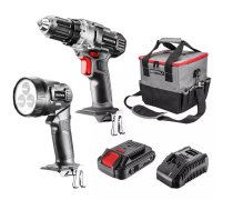 Graphite cordless tool set drill/driver, flashlight, bag, Energy+ 18V battery and charger