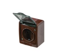 BETA surface socket with grounding and transparent cover brown IP44