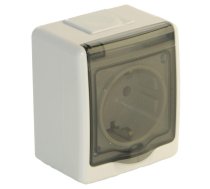 BETA surface socket with grounding and transparent cover grey IP44