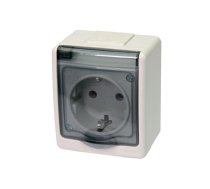 BETA surface socket with grounding and transparent cover white IP44