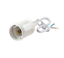 Plastic lampholder with with screw and wire 2x0.75mm, E27 white