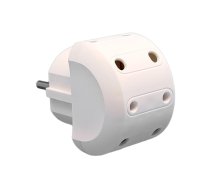 VX1027W - 5 gang socket, white plug adapter