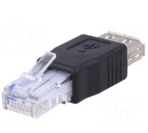 Pāreja:adapteris | USB 2.0 | melns | RJ45 spraudnis, USB A ligzda