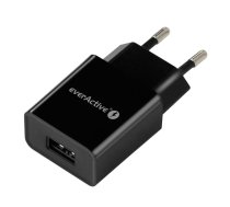 Rozetes lādētājs - barošanas bloks USB 5V 1A everActive SC-100B melns iepakojumā 1 gb.