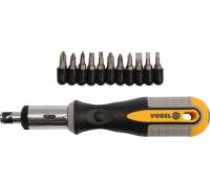 VOREL Skrūvgriezis ar BITS komplekts 12 gb /RATCHET CrV6150number of tools (pc) 12quantity in the package IB / MC 12/72weight (g) 236