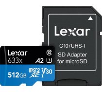 LEXAR MEMORY MICRO SDXC 512GB UHS-I/W/ADAPTER LSDMI512BB633A LEXAR