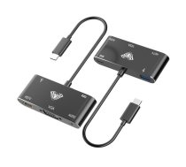 Aula Aula OT-9573S 5in1 Hub adapteris USB-C uz Hdmi 4K 30Hz / VGA monitor / USB 3.0 / Audio 3.5mm / PD uzlāde