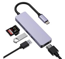 iKaku iKAKU KSC-274 adaptera sadalītājs HUB USB 3.0 TYPE-C HDMI 4K SD zibensvītra 5in1 pelēks